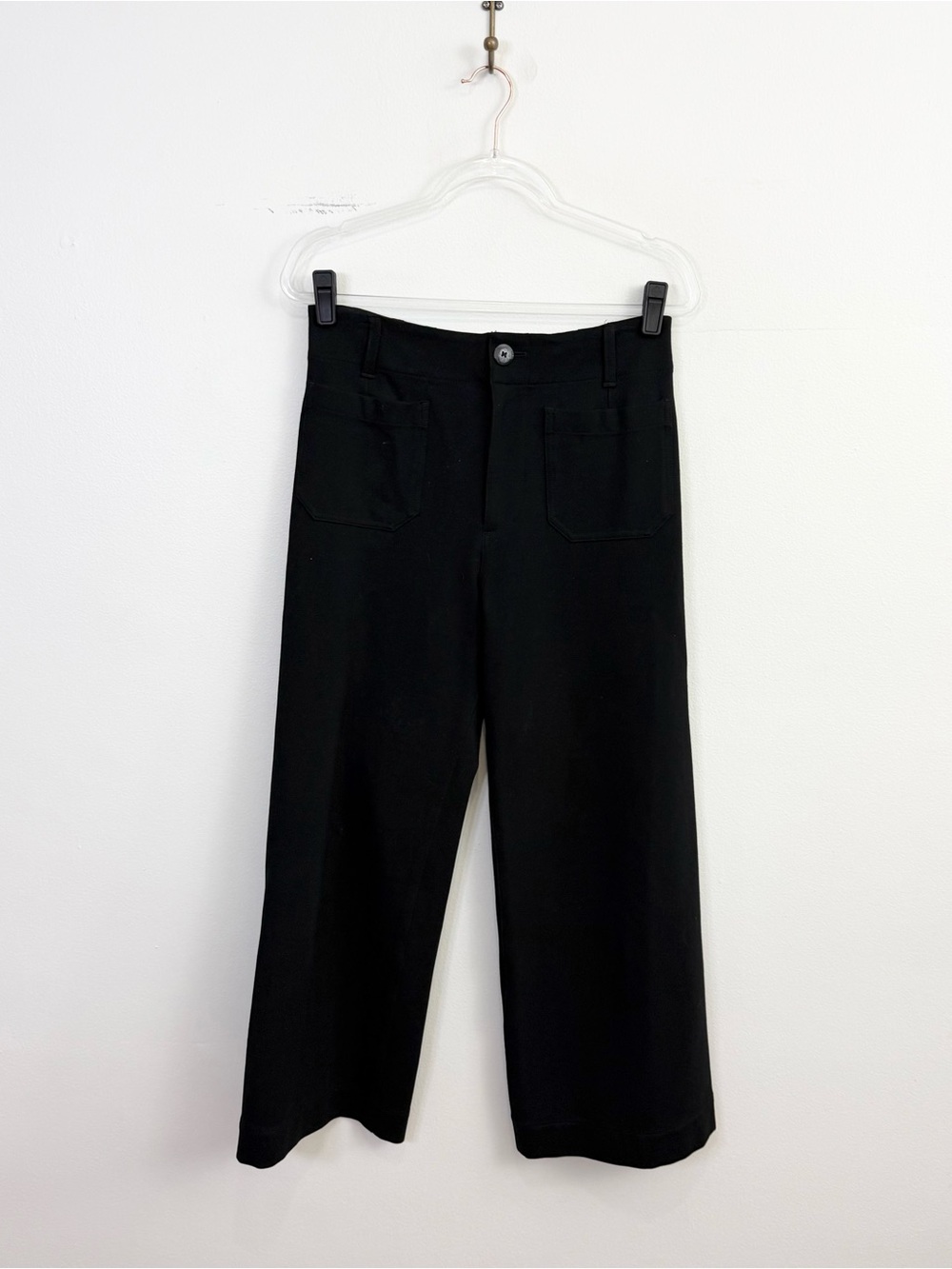 Maeve Anthropologie The Colette Cropped Wide Leg Pants Black Size 29 High Rise - Picture 2 of 6